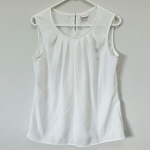 Merona -  Women's White Sleeveless Pleated Front - Keyhole‎ Back Blouse -Medium